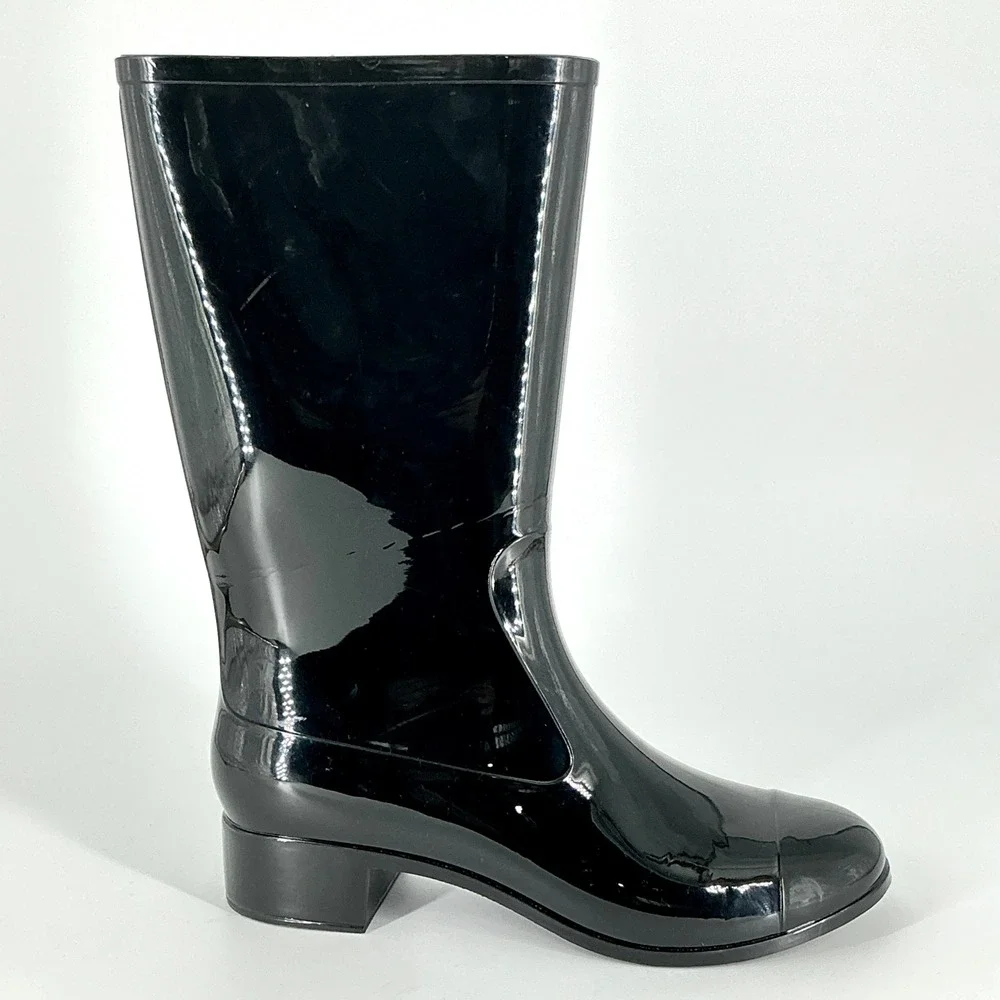 Jeffrey Campbell Size 9‎ Black Rain Boots NEW Low Heel Waterproof $90 Rainpour